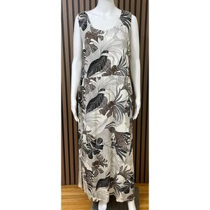 Chico's Women's 3 White Dress Rayon Maxi Leaf Casual Travel Resort Beach Cruise